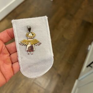 Two-Tone Angel Pendant Necklace Charm - Silver & Gold